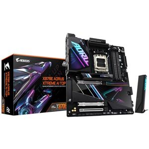Gigabyte X870E AORUS XTREME AI TOP Motherboard Supports AMD Ryzen 9000 Series CPUs, 18+2+2 phases VRM, up to 8800MHz DDR5 (OC), 1xPCIe 5.0 M.2 + 3xPCIe 4.0 M.2, WI-FI 7, 10GbE LAN, USB 4 Gigabyte X870E AORUS XTREME AI TOP Motherboard Supports AMD Ryzen 9000 Series CPUs, 18+2+2 phases VRM, up to 8800MHz DDR5 (OC), 1xPCIe 5.0 M.2 + 3xPCIe 4.0 M.2, WI-FI 7, 10GbE LAN, USB 4