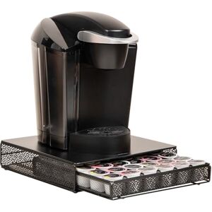 Mind Reader Network Collection, Single Serve Coffee Pod Drawer, 36 Coffee Pod Capacity, Coffee Machine Base, Solid Metal Top with Decorative Mesh Drawer, 9.5"L x 12.25"W x 2.5"H, Black Mind Reader Network Collection, Single Serve Coffee Pod Drawer, 36 Coffee Pod Capacity, Coffee Machine Base, Solid Metal Top with Decorative Mesh Drawer, 9.5"L x 12.25"W x 2.5"H, Black