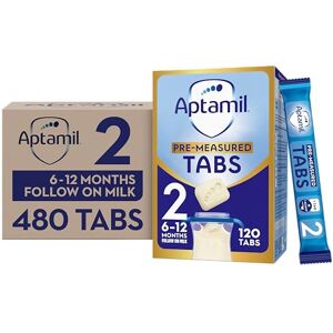 Aptamil 2 Follow On Baby Milk Formula Pre-Measured Tabs, 6-12 Months, 120 Tabs (Pack of 4) 1 tab = 1 scoop (24g) Aptamil 2 Follow On Baby Milk Formula Pre-Measured Tabs, 6-12 Months, 120 Tabs (Pack of 4) 1 tab = 1 scoop (24g)