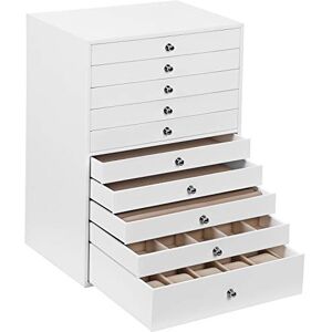 SONGMICS Extra Large Jewellery Box, 10-Layer Storage Case, Faux Leather Organiser, with Drawer, White, JBC10W, 40*39*20.5cm, 5.08kg SONGMICS Extra Large Jewellery Box, 10-Layer Storage Case, Faux Leather Organiser, with Drawer, White, JBC10W, 40*39*20.5cm, 5.08kg