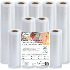 YISH Vacuum Bag 9 Rolls: Vacuum Film 15/20/28 x 300 cm, Vacuum Food Bag for Vacuum Sealer/Sous Vide/Microwave, Vacuum Bag Food Made of Food-Grade Materials YISH Vacuum Bag 9 Rolls: Vacuum Film 15/20/28 x 300 cm, Vacuum Food Bag for Vacuum Sealer/Sous Vide/Microwave, Vacuum Bag Food Made of Food-Grade Materials