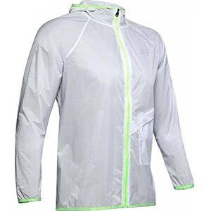Under Armour Men Qualifier Storm Run Packable Graphic Jacket Halo Gray/Lime Light/Reflective (014), Medium Under Armour Men Qualifier Storm Run Packable Graphic Jacket Halo Gray/Lime Light/Reflective (014), Medium