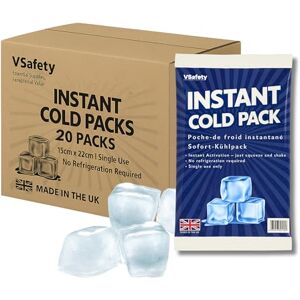 VSafety V Safety Instant Ice Packs UK-Made Disposable Cold Compress, No Refrigeration Needed, Squeeze to Activate Portable Cooling for Food, Drinks & Outdoor Use Medium Size (Pack of 20) VSafety V Safety Instant Ice Packs UK-Made Disposable Cold Compress, No Refrigeration Needed, Squeeze to Activate Portable Cooling for Food, Drinks & Outdoor Use Medium Size (Pack of 20)