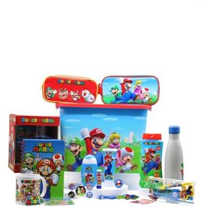 KP Pharma Super Mario Gift Set for Kids Includes 2 in 1 Bubble Bath & Shampoo, Toothbrush, Toothpaste, Toiletry Bag, Storage Click Box, Water Bottle, Bumper Gift Set, Stationery Set and Badge Pack KP Pharma Super Mario Gift Set for Kids Includes 2 in 1 Bubble Bath & Shampoo, Toothbrush, Toothpaste, Toiletry Bag, Storage Click Box, Water Bottle, Bumper Gift Set, Stationery Set and Badge Pack