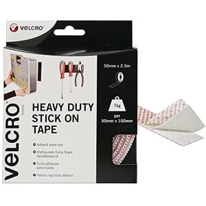 Velcro Brand Heavy Duty Stick On Tape Cut-to-Length Industrial Strength Double Sided Hook & Loop Self Adhesive Tape Perfect for Room Décor & Home, Office, Garage Use White 50mm x 2.5m Velcro Brand Heavy Duty Stick On Tape Cut-to-Length Industrial Strength Double Sided Hook & Loop Self Adhesive Tape Perfect for Room Décor & Home, Office, Garage Use White 50mm x 2.5m