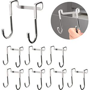 Tinfol Over Door Hook, 8pc Over Cabinet Towel Hook, Stainless Steel Adjustable Double Hook for Kitchen, Closet, Cabinet, Cupboard, Drawer, Wardrobe, Office (Silver) Tinfol Over Door Hook, 8pc Over Cabinet Towel Hook, Stainless Steel Adjustable Double Hook for Kitchen, Closet, Cabinet, Cupboard, Drawer, Wardrobe, Office (Silver)