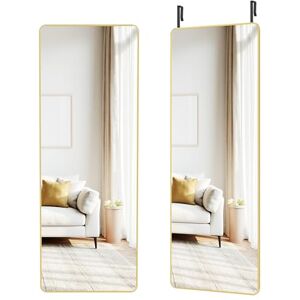 SONGMICS Full Length Hanging Mirror, 120 x 40 cm, Rectangular Full Body Mirror, Over the Door or Wall Mounted Mirror, Tempered Glass, for Bedroom, Living Room, Cloakroom, Pale Gold LFM032AB01 SONGMICS Full Length Hanging Mirror, 120 x 40 cm, Rectangular Full Body Mirror, Over the Door or Wall Mounted Mirror, Tempered Glass, for Bedroom, Living Room, Cloakroom, Pale Gold LFM032AB01