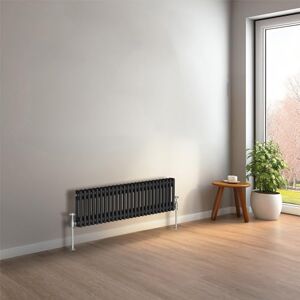 NRG 300 x 1190mm Black Horizontal Traditional Column Cast Iron Style Radiator Central Heating Radiator Perfect for Bathrooms, Kitchen, Living Room Double Panel NRG 300 x 1190mm Black Horizontal Traditional Column Cast Iron Style Radiator Central Heating Radiator Perfect for Bathrooms, Kitchen, Living Room Double Panel