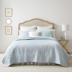 Laura Ashley Cotton Reversible Bedding with Matching Shams, Ideal for All Seasons & Pre-Washed for Added Softness, Breeze Blue, King Laura Ashley Cotton Reversible Bedding with Matching Shams, Ideal for All Seasons & Pre-Washed for Added Softness, Breeze Blue, King