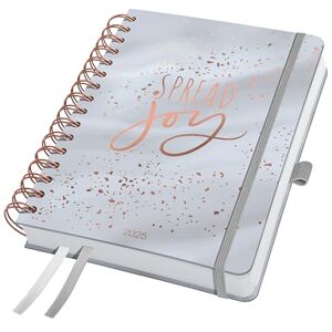 Sigel J5605 Jolie Spiral Diary 2025, Glittery Joy, 120 GSM, 16,8 x 21,5 cm, hardcover, 240 Pages, Grey Sigel J5605 Jolie Spiral Diary 2025, Glittery Joy, 120 GSM, 16,8 x 21,5 cm, hardcover, 240 Pages, Grey