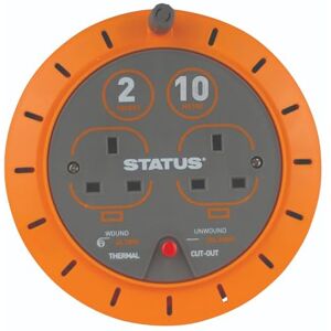 Status 10 Meters 10 A Double Socket Cassette Reel with Thermal Out Orange S10A10MCR6 Status 10 Meters 10 A Double Socket Cassette Reel with Thermal Out Orange S10A10MCR6