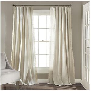Lush Decor Rosalie Window Curtains Farmhouse, Rustic Style Panel Set for Living Room, Dining Room, Bedroom (Pair), 84” x 54”, Ivory Lush Decor Rosalie Window Curtains Farmhouse, Rustic Style Panel Set for Living Room, Dining Room, Bedroom (Pair), 84” x 54”, Ivory