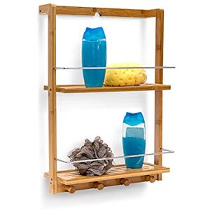 Relaxdays Bamboo Shower Caddy Shelf Organiser with 2 Shelves Shower Rack with Moisture-Resistant Wood for Kitchen and Bathroom Bathroom Shelf or Spice Rack with 4 Hand Towel Hook, Natural Relaxdays Bamboo Shower Caddy Shelf Organiser with 2 Shelves Shower Rack with Moisture-Resistant Wood for Kitchen and Bathroom Bathroom Shelf or Spice Rack with 4 Hand Towel Hook, Natural
