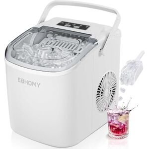EUHOMY Countertop Ice Maker Machine, 9 Ice Cube Ready in 6 Mins, 2 Size Cube, Self-Cleaning Compact Ice Cube Maker 12 kg in 24 H, White, with Ice Scoop and Basket for Home/Kitchen/Office/Bar EUHOMY Countertop Ice Maker Machine, 9 Ice Cube Ready in 6 Mins, 2 Size Cube, Self-Cleaning Compact Ice Cube Maker 12 kg in 24 H, White, with Ice Scoop and Basket for Home/Kitchen/Office/Bar