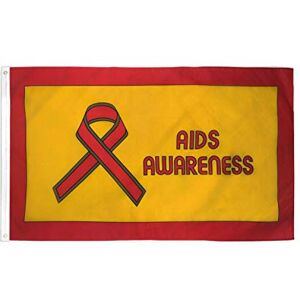 AZ FLAG Aids Awareness Flag 3x5 Ft 100D Polyester Red Ribbon Banner with Two Metal Grommets Fade Resistant Vivid Colors 3' x 5' Feet 150x90 Cm AZ FLAG Aids Awareness Flag 3x5 Ft 100D Polyester Red Ribbon Banner with Two Metal Grommets Fade Resistant Vivid Colors 3' x 5' Feet 150x90 Cm