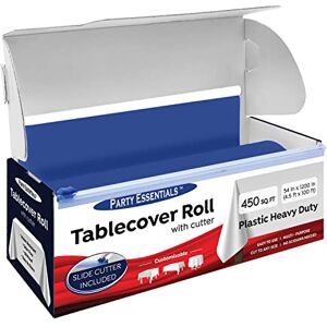 Party Essentials Premium Plastic Banquet Roll/Tablecover/Table Cloth, 54" x 100' with Slide Cutter, Royal Blue Party Essentials Premium Plastic Banquet Roll/Tablecover/Table Cloth, 54" x 100' with Slide Cutter, Royal Blue