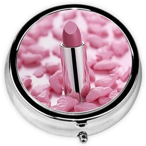 CSGJMYGS Round Pill Box 3 Compartment Pill Case for Purse & Pocket Small Pill Organizer Pink Lipstick Pattern Travel Pillbox Portable Oil Storage Box Metal Medicine Vitamin Organizer Unique Gift CSGJMYGS Round Pill Box 3 Compartment Pill Case for Purse & Pocket Small Pill Organizer Pink Lipstick Pattern Travel Pillbox Portable Oil Storage Box Metal Medicine Vitamin Organizer Unique Gift