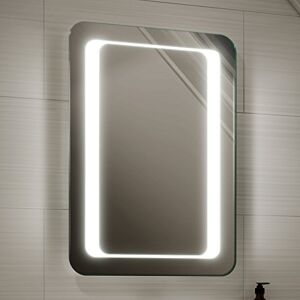 iBathUK Halo Wall Mounted LED Bathroom Mirror, Battery Powered Illuminated Mirror with Cool White 6500K Light, Light Up Mirror with Portrait or Landscape Mount in Modern Aluminium Frame, 500 x 700mm iBathUK Halo Wall Mounted LED Bathroom Mirror, Battery Powered Illuminated Mirror with Cool White 6500K Light, Light Up Mirror with Portrait or Landscape Mount in Modern Aluminium Frame, 500 x 700mm