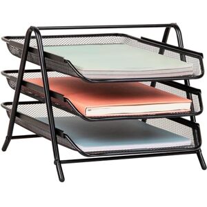 Mind Reader 3 Tier Document Letter Tray Organizer, Metal, Black, 13.8" x 11.5" x 10.3 Mind Reader 3 Tier Document Letter Tray Organizer, Metal, Black, 13.8" x 11.5" x 10.3