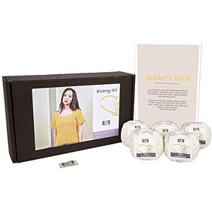 DesignEtte Spider’s Web Women’s Knitting Kit 100 Percent Egyptian Cotton Wool Yarn Bowls and Pattern Beginners Starter Pack Box 50g≈127m/5ply, Pure White, XS DesignEtte Spider’s Web Women’s Knitting Kit 100 Percent Egyptian Cotton Wool Yarn Bowls and Pattern Beginners Starter Pack Box 50g≈127m/5ply, Pure White, XS