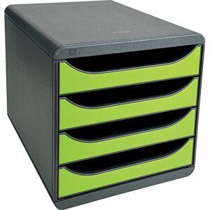 Exacompta Ref 310725D BIG-BOX Desktop Drawer Set 4 x 55mm Drawers, Suitable for A4+ Documents, 347 x 278 x 267mm, 100% Recycled Plastic Black/Lime Green Exacompta Ref 310725D BIG-BOX Desktop Drawer Set 4 x 55mm Drawers, Suitable for A4+ Documents, 347 x 278 x 267mm, 100% Recycled Plastic Black/Lime Green