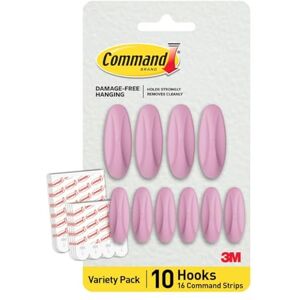 Command Designer Adhesive Hooks, Lilac Lemonade Color 10 Wall Hooks (4 Large, 6 Medium) & 16 Indoor Adhesive Strips (8 Large, 8 Medium) Damage-Free Hanging, Decorating & Organizing Command Designer Adhesive Hooks, Lilac Lemonade Color 10 Wall Hooks (4 Large, 6 Medium) & 16 Indoor Adhesive Strips (8 Large, 8 Medium) Damage-Free Hanging, Decorating & Organizing