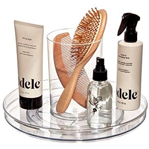 InterDesign iDesign The Sarah Tanno Collection 11" Lazy Susan Spinning Cosmetic Organizer with Removable Cup, Clear/White InterDesign iDesign The Sarah Tanno Collection 11" Lazy Susan Spinning Cosmetic Organizer with Removable Cup, Clear/White