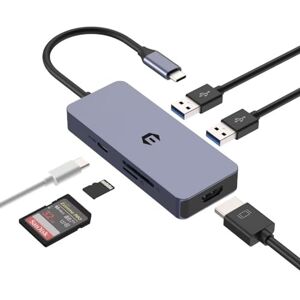 OOTDAY USB C Hub, LAN Adapter USB C for Laptop, Chromebook, Surface Pro 8, 6 in 1 Splitter with SD/TF Card Reader, 4K HDMI, 100W PD, USB 3.0 OOTDAY USB C Hub, LAN Adapter USB C for Laptop, Chromebook, Surface Pro 8, 6 in 1 Splitter with SD/TF Card Reader, 4K HDMI, 100W PD, USB 3.0
