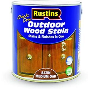 RUSTINS Quick Dry Outdoor Wood Stain Satin Medium Oak 2.5ltr- Durable and Weather-Resistant Finish, Fast Drying, Vibrant Color for Decks, Fences, & Furniture, Available in Many Wood Shades RUSTINS Quick Dry Outdoor Wood Stain Satin Medium Oak 2.5ltr- Durable and Weather-Resistant Finish, Fast Drying, Vibrant Color for Decks, Fences, & Furniture, Available in Many Wood Shades