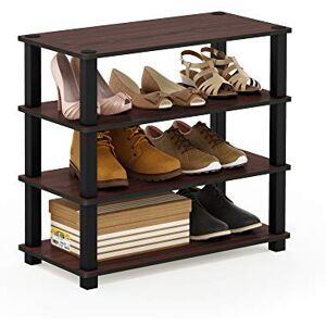 Furinno Shoe Racks, Wood, Dark Cherry/Black, one size, 4-Tier Furinno Shoe Racks, Wood, Dark Cherry/Black, one size, 4-Tier