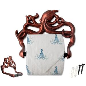 Comfify Decorative Cast Iron Octopus Toilet Paper Roll Holder – Wall Mounted Octopus Décor for Bathroom – Kraken, Nautical Bathroom Accessory – Easy to Install w/included Screws and Anchors Copper & Black Comfify Decorative Cast Iron Octopus Toilet Paper Roll Holder – Wall Mounted Octopus Décor for Bathroom – Kraken, Nautical Bathroom Accessory – Easy to Install w/included Screws and Anchors Copper & Black