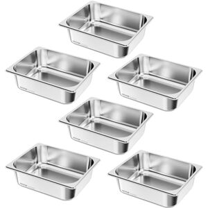 VEVOR 6 Pack Stainless Steam Hotel Pans, 1/2 Size Table Steam Pan, 4 Inch Deep Anti Jam Restaurant Supplies Reusable Rustproof Catering Storage for Home, Party, Restaurant, Hotel, Buffet VEVOR 6 Pack Stainless Steam Hotel Pans, 1/2 Size Table Steam Pan, 4 Inch Deep Anti Jam Restaurant Supplies Reusable Rustproof Catering Storage for Home, Party, Restaurant, Hotel, Buffet
