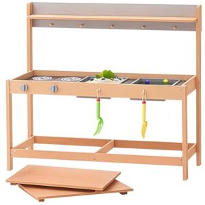 VEVOR Mud Kitchen for Kids, Wooden Toy Play Kitchen Set with Accessories, Outdoor Grocery Store Playset, Pretend Play Outdoor Kitchen for Boys and Girls, Toddler Play Kitchen with Stoves and Sink VEVOR Mud Kitchen for Kids, Wooden Toy Play Kitchen Set with Accessories, Outdoor Grocery Store Playset, Pretend Play Outdoor Kitchen for Boys and Girls, Toddler Play Kitchen with Stoves and Sink