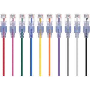 Monoprice Cat6A 5ft 10-Color Patch Cable UTP 30AWG 10G Pure Bare Copper Snagless RJ45 SlimRun Series Ethernet Cable- Pack of 10 Monoprice Cat6A 5ft 10-Color Patch Cable UTP 30AWG 10G Pure Bare Copper Snagless RJ45 SlimRun Series Ethernet Cable- Pack of 10