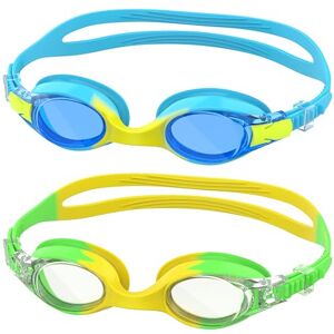 Ambienden Uinsex 2 x Children's Swimming Pool Goggles Anti-Fog with Clear Vision, UV Protection, Silicone Seal, Small Frame for Swimming Pools, Suitable for Ages 6 to 14 Years, Blue & Yellow-Green Ambienden Uinsex 2 x Children's Swimming Pool Goggles Anti-Fog with Clear Vision, UV Protection, Silicone Seal, Small Frame for Swimming Pools, Suitable for Ages 6 to 14 Years, Blue & Yellow-Green