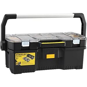 Stanley Toolbox Tote with Portable Organiser for Tools and Small Parts, Heavy Duty Metal Latch, Removable Dividers, 24 inch, 1-97-514 Stanley Toolbox Tote with Portable Organiser for Tools and Small Parts, Heavy Duty Metal Latch, Removable Dividers, 24 inch, 1-97-514