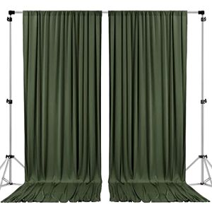 AK TRADING CO. 10 feet x 10 feet Olive Green Polyester Backdrop Drapes Curtains Panels with Rod Pockets Wedding Ceremony Party Home Window Decorations AK TRADING CO. 10 feet x 10 feet Olive Green Polyester Backdrop Drapes Curtains Panels with Rod Pockets Wedding Ceremony Party Home Window Decorations