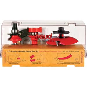 Freud 97-258: 3 Piece Premier Adjustable Cabinet Bit Set, ogee & cove with backcutter profile Freud 97-258: 3 Piece Premier Adjustable Cabinet Bit Set, ogee & cove with backcutter profile