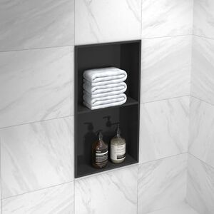 MARWELL Como Wall Recess 62 x 32 cm Stainless Steel Black Wall Recess Shower Shelf Black MARWELL Como Wall Recess 62 x 32 cm Stainless Steel Black Wall Recess Shower Shelf Black