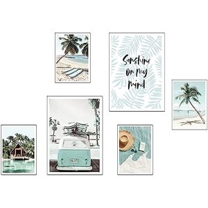 DKORARTE Set of 6 Wooden Base Paintings Modern Living Room Bedroom Bedroom Room Landscape Beach Nature with Metal Hangers (2 x 38 x 29 cm ; 4 x 29 x 20 cm) DKORARTE Set of 6 Wooden Base Paintings Modern Living Room Bedroom Bedroom Room Landscape Beach Nature with Metal Hangers (2 x 38 x 29 cm ; 4 x 29 x 20 cm)