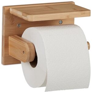 Relaxdays Toilet Paper Holder with Tray, for Mobile Phone & Wet Wipes, Bamboo, WC Small Shelf, HWD: 12x16x10 cm, Natural Relaxdays Toilet Paper Holder with Tray, for Mobile Phone & Wet Wipes, Bamboo, WC Small Shelf, HWD: 12x16x10 cm, Natural