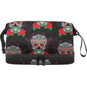 Generic Multi-Functional Storage Travel Cosmetic Bag with Handle,Large Capacity Travel Cosmetic Bag,Vintage Florals Skull Pattern Generic Multi-Functional Storage Travel Cosmetic Bag with Handle,Large Capacity Travel Cosmetic Bag,Vintage Florals Skull Pattern