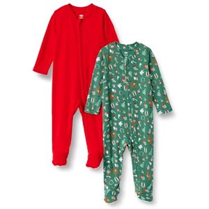 Amazon Essentials x Sofia Grainge Unisex Babies' Cotton Footed Sleep and Play Bodysuit, Pack of 2, Holiday/Red, Premature Amazon Essentials x Sofia Grainge Unisex Babies' Cotton Footed Sleep and Play Bodysuit, Pack of 2, Holiday/Red, Premature