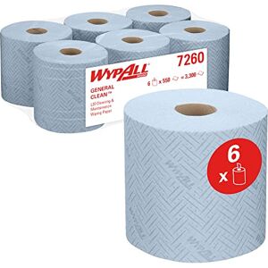 Wypall L20 General Clean Cleaning and Maintenance Blue Wiping Paper 7260-2 Ply Centrefeed Rolls 6 Blue Rolls x 550 Paper Wipers (3,300 Total) Wypall L20 General Clean Cleaning and Maintenance Blue Wiping Paper 7260-2 Ply Centrefeed Rolls 6 Blue Rolls x 550 Paper Wipers (3,300 Total)