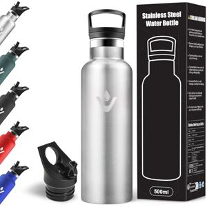 Motswedi 500ml Children's Thermal Water Bottle with 2 Caps, Drinking Bottle with Straw, Double Walled, Thermal Bottle, Leak-Proof, Water Bottle for School, Sports, Gym, Stainless Steel Motswedi 500ml Children's Thermal Water Bottle with 2 Caps, Drinking Bottle with Straw, Double Walled, Thermal Bottle, Leak-Proof, Water Bottle for School, Sports, Gym, Stainless Steel