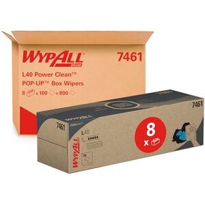 Wypall L40 Power Clean 7461 POP-UP Box Wipers, Industrial 1-Ply White Cleaning Towels with Fast Absorption & DRC Strength, 8 Boxes x 100 Sheets (800 Total) Wypall L40 Power Clean 7461 POP-UP Box Wipers, Industrial 1-Ply White Cleaning Towels with Fast Absorption & DRC Strength, 8 Boxes x 100 Sheets (800 Total)