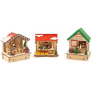 Small Foot 11390 Christmas Market Lamps Set, Made of Wood, Three Wooden Huts with Lights Small Foot 11390 Christmas Market Lamps Set, Made of Wood, Three Wooden Huts with Lights