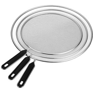 Relaxdays Pan Splatter, 3-Piece Set, Stainless Steel Screens, ∅ 25, 29 & 33 cm, Grease Guard with Handle, Black, 80% 20% Plastic, Set of 3 Relaxdays Pan Splatter, 3-Piece Set, Stainless Steel Screens, ∅ 25, 29 & 33 cm, Grease Guard with Handle, Black, 80% 20% Plastic, Set of 3