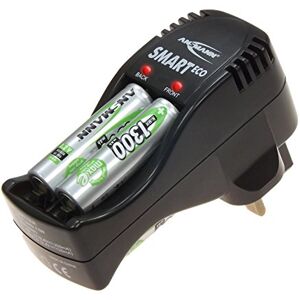 Ansmann Smart Eco Charger Set For charging AA & AAA rechargeable batteries with 4 x AA NiMH 1300 mAh capacity batteries, ideal for phone handsets, games consoles great value overnight charger Ansmann Smart Eco Charger Set For charging AA & AAA rechargeable batteries with 4 x AA NiMH 1300 mAh capacity batteries, ideal for phone handsets, games consoles great value overnight charger