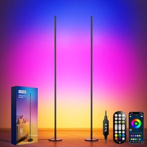 YICAIZI Corner Floor Lamp, Smart RGB Corner Light, 160cm, 16 Million Dimmable Colour Changing Standing Lamp with APP and Remote Control, Music Sync, DIY Mode & Timing (2 Pack Carbon Black) YICAIZI Corner Floor Lamp, Smart RGB Corner Light, 160cm, 16 Million Dimmable Colour Changing Standing Lamp with APP and Remote Control, Music Sync, DIY Mode & Timing (2 Pack Carbon Black)